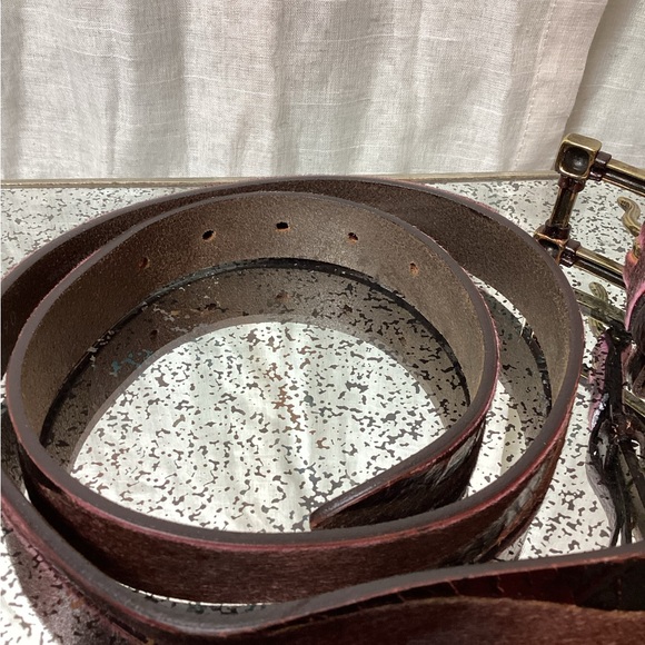 Post&Co Brown Pony Hair Belt; Size: 90